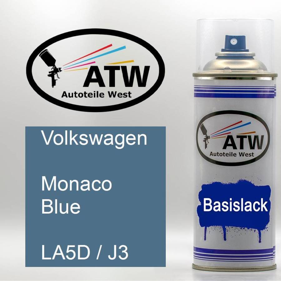 Volkswagen, Monaco Blue, LA5D / J3: 400ml Sprühdose, von ATW Autoteile West.